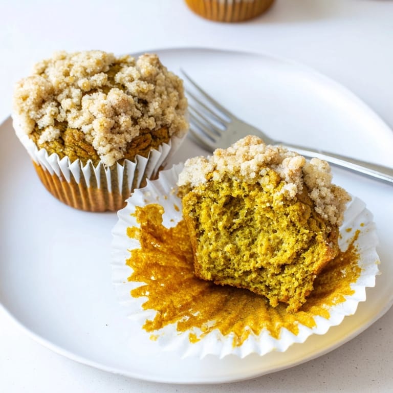 Homemade Matcha Pumpkin Muffins with Streusel: See a batch ready to serve, warm and fragrant.