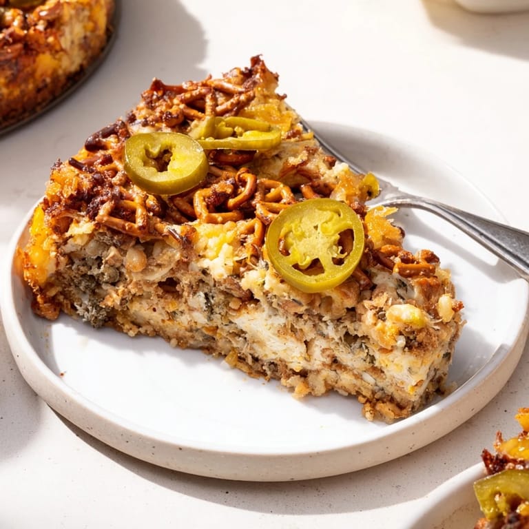 Mouthwatering Spicy Ranch Pretzel “Chaos Cake” with a spicy kick and crunchy texture.