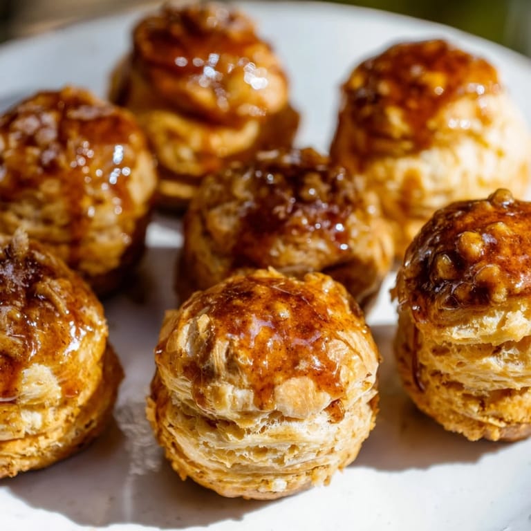 Delightful bite-sized pumpkin muffin balls drizzled with maple bourbon glaze, perfect for fall gatherings.