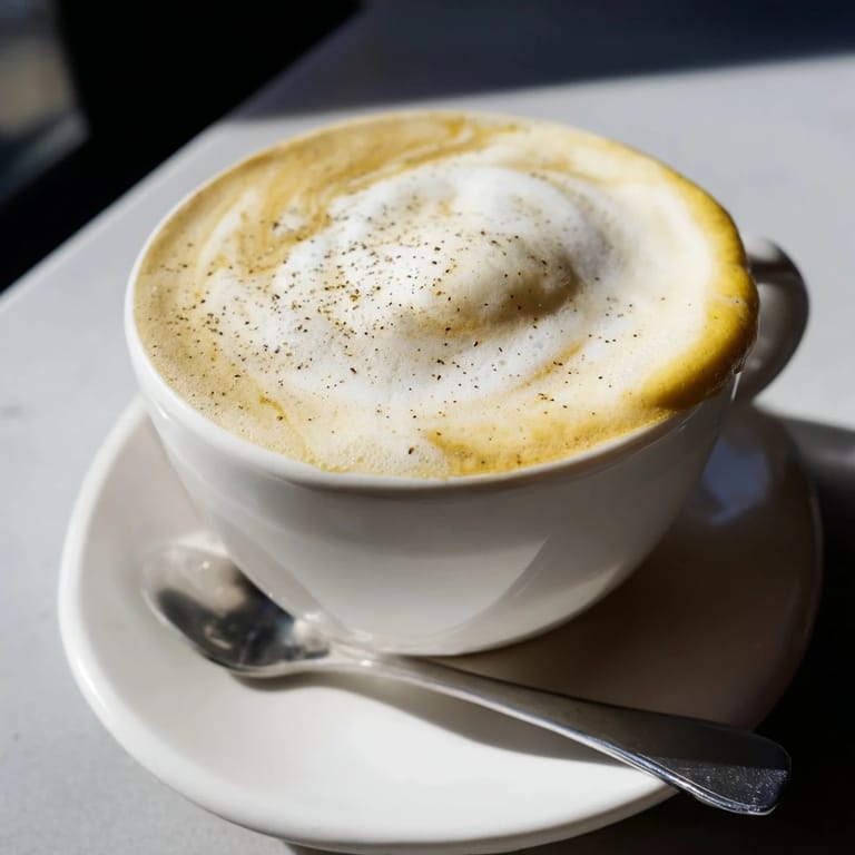 Unique onion latte featuring rich espresso, creamy milk, and a savory twist.  