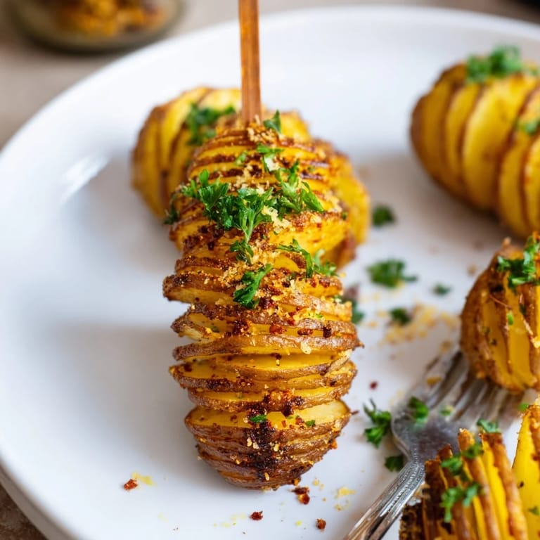 Colorful spiral-cut air-fryer tornado potatoes seasoned with garlic and paprika, served hot.  