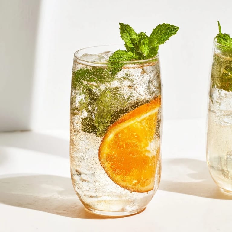 Delightful probiotic soda mocktail bursting with fresh citrus and herbal notes.