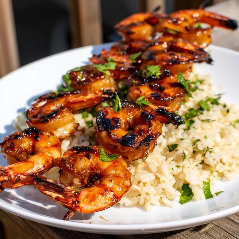 Smoky, flavorful Chipotle Lime Grilled Shrimp alongside vibrant, zesty cilantro-lime rice, ready to eat.