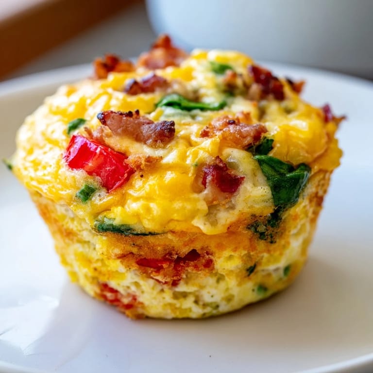 Savory and delicious, these one-pot breakfast casserole muffins are packed with bacon, cheese, and vegetables.