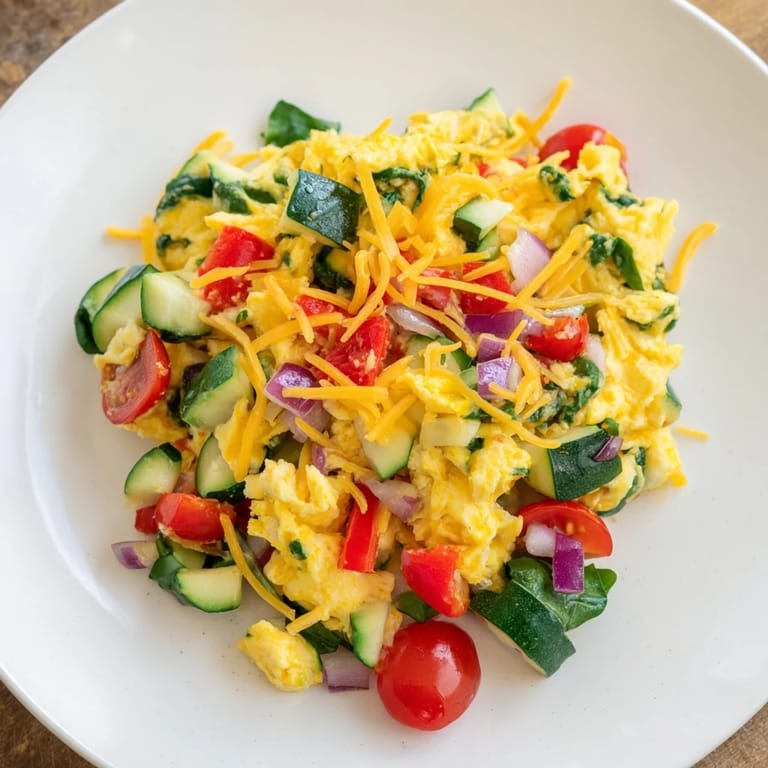 A single sheet pan filled with a delicious Egg & Veggie Sheet Pan Scramble, perfect for a quick, healthy breakfast.