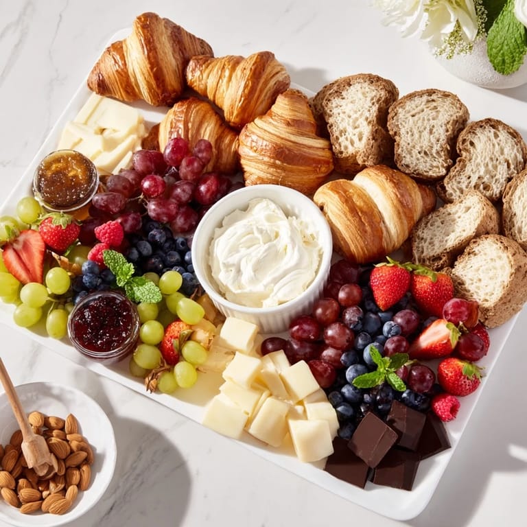 A stunning Gift Box Brunch Board, featuring a delightful array of sweet and savory brunch elements.