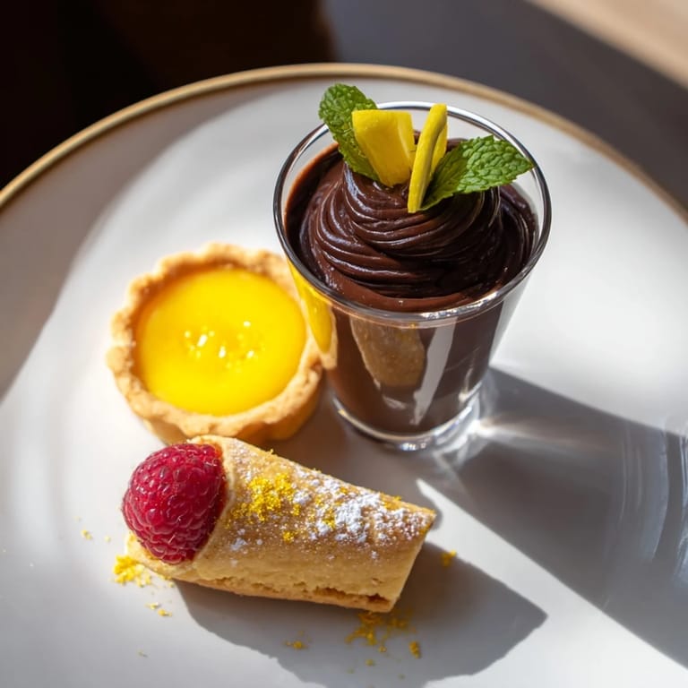 The Assiette de Desserts Starry Delight showcases a delightful array of miniature desserts, ready to enjoy.