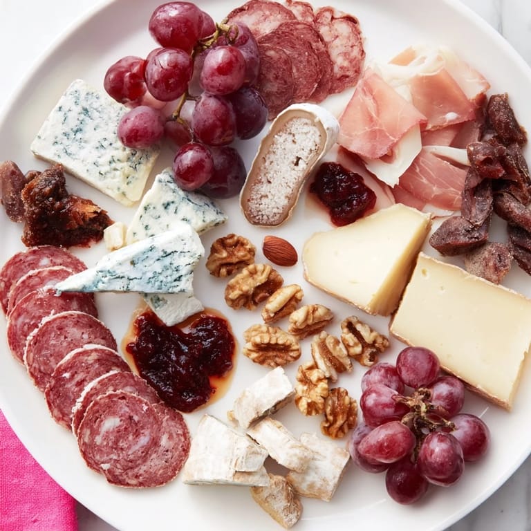 Enjoy a beautifully arranged Majestic Venison Charcuterie Platter, pairing savory meats with goat cheese and sweet fig jam.