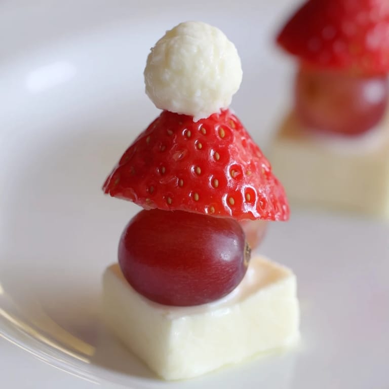 Freshly made Santa Hat Fruit and Cheese Platter, a delightful snack featuring a sweet and savory combo.