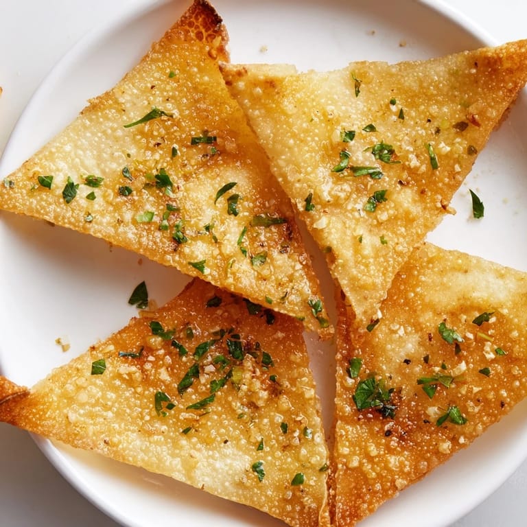 Close-up of crispy garlic lumpia chips: fragrant, golden, and perfect for snacking anytime.