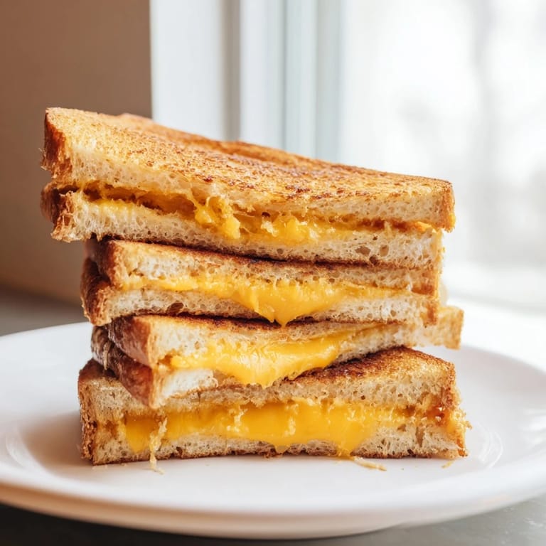A close-up of a crispy Air Fryer Grilled Cheese, oozing with melted cheddar cheese.