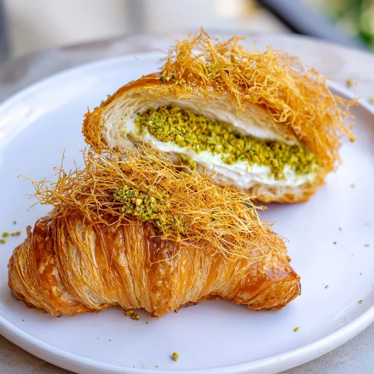 Enjoy warm, delightful Pistachio Cream Croissants with a sweet, nutty filling, ideal for brunch or dessert.