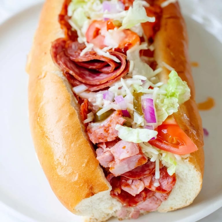 Savory chopped Italian grinder, perfectly assembled, a hearty Italian-American favorite for lunch.