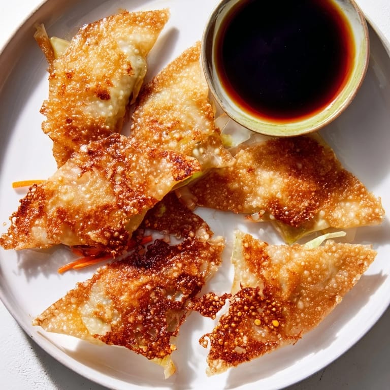 These crispy rice paper dumplings feature a delicious filling and look incredibly tempting on a plate.
