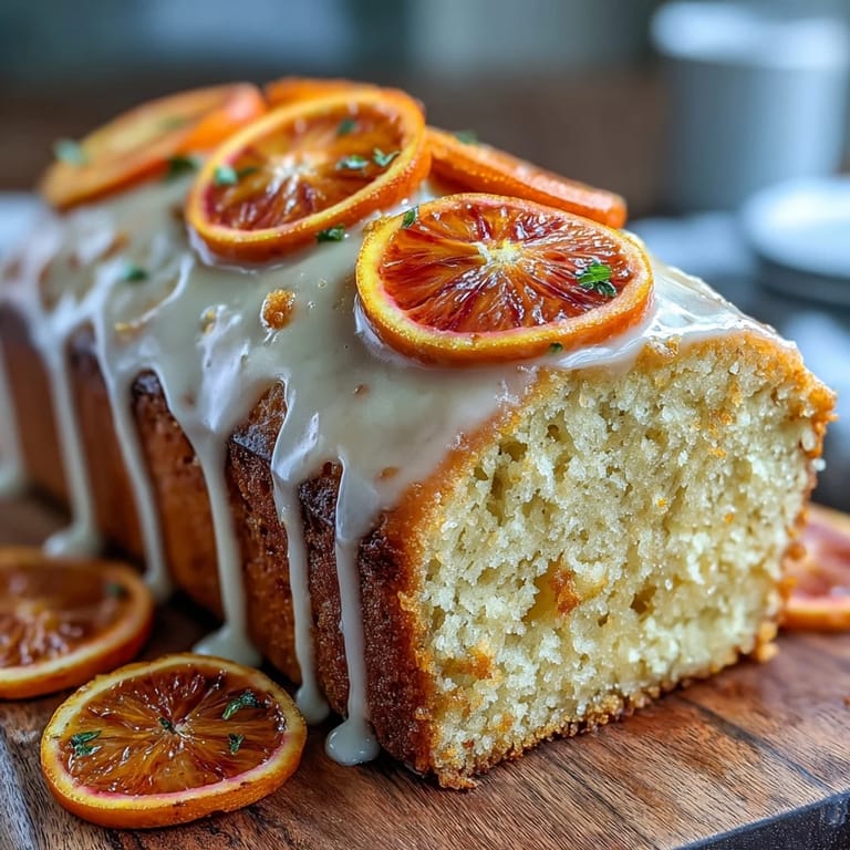 A slice of Heavenly Blood Orange Yogurt Cake shows fluffy texture, paired with fresh berries for a refreshing, zesty dessert plating.
