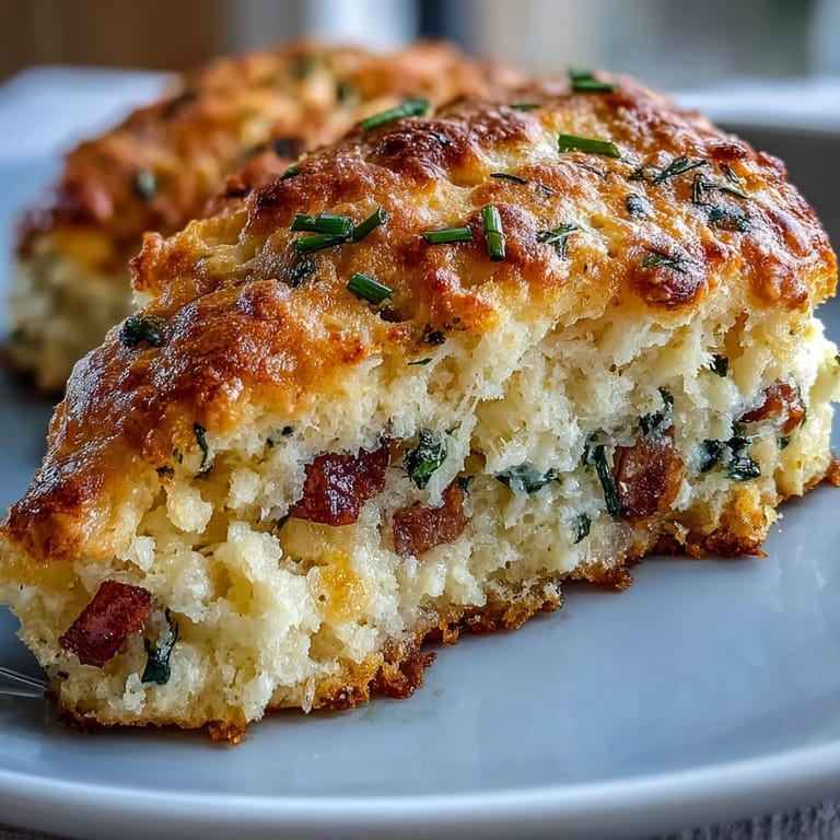 Golden-baked protein biscuits featuring crumbled sausage, feta, and sun-dried tomatoes, offering a Mediterranean twist on classic breakfast fare.