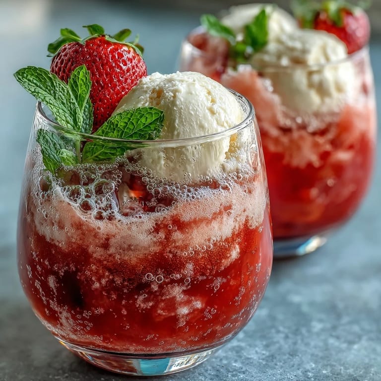 Two refreshing strawberry daiquiri floats with zesty lime and bubbly sparkling water, perfect for summer celebrations.
