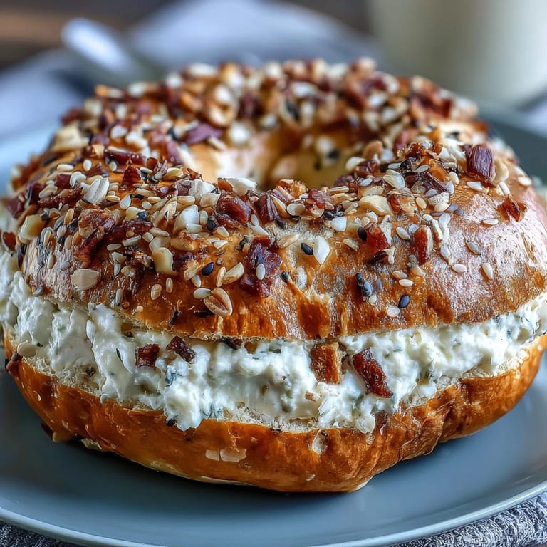 Homemade bagels with Greek yogurt dough, golden brown and sprinkled with everything bagel seasoning, ready for toasting.