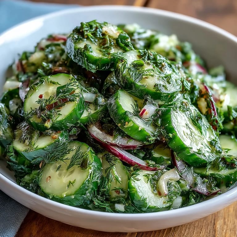 Crisp cucumbers and peppery radishes tossed in a bright, tangy dill vinaigrette for a vibrant side dish.  