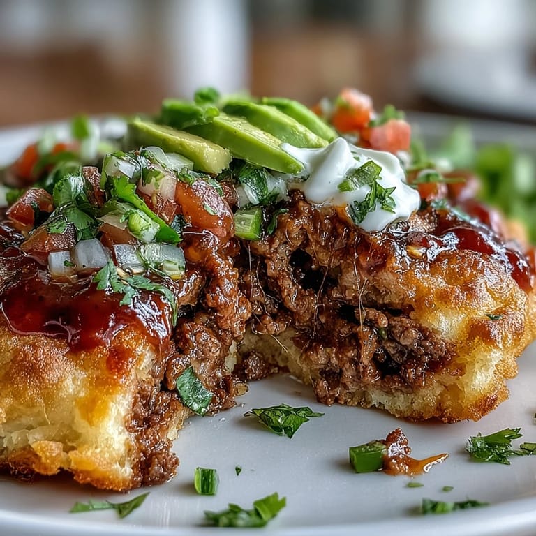 Delicate cloud bread tacos topped with hearty taco meat and vibrant pico de gallo, perfect for gluten-free dining.