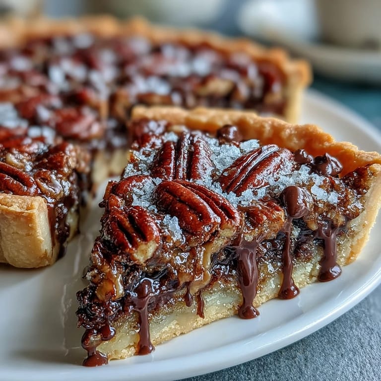 Decadent Southern dessert tart featuring rich chocolate, crunchy pecans, and a hint of bourbon in flaky pastry.