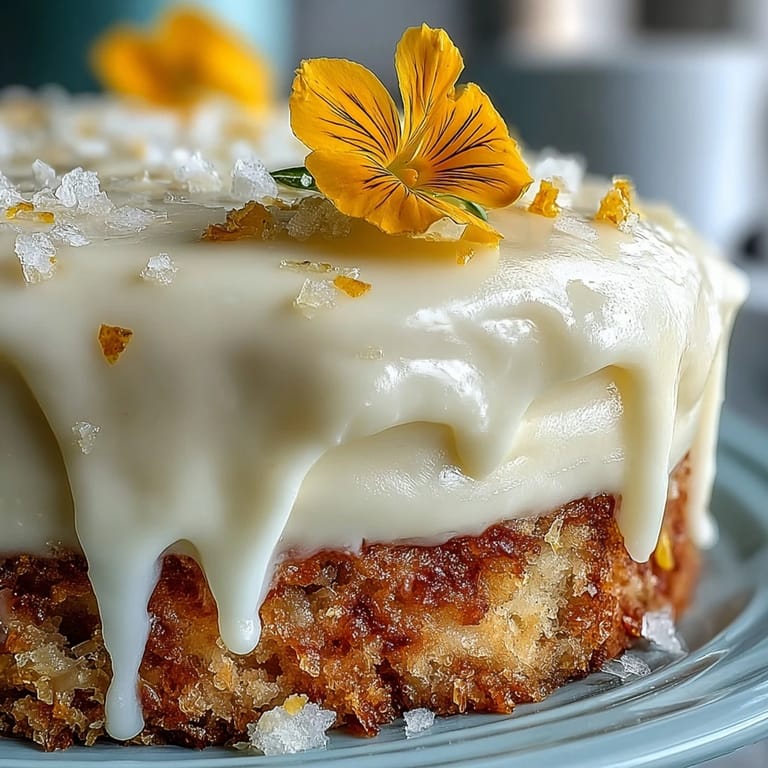 Elegant Baby Shower Lemon Sunshine Cake with Floral Topper: Light, zesty lemon layers meet smooth cream cheese frosting, topped with fresh edible flowers for a stunning dessert centerpiece.