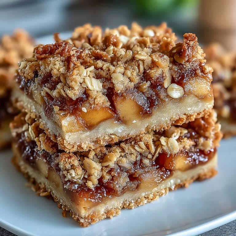 Warm Early Fall Apple Peach Crumble Bars, a perfect cozy fall dessert.