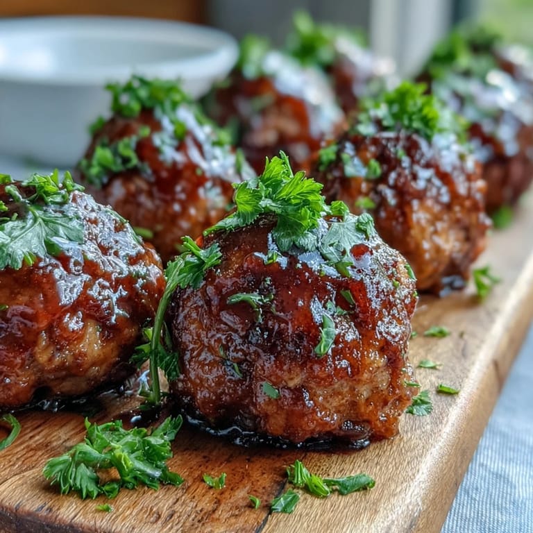 Tender chicken meatballs coated in sweet, tangy apple cider glaze, ready to serve.