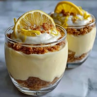 Zesty lemon mousse cups layered with buttery shortbread crumble — a refreshing spring dessert in elegant glasses.