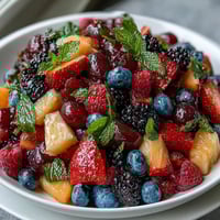 A vibrant fruit table with edible flowers, perfect for a festive graduation party celebration.  