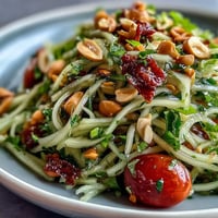 Vibrant Thai Papaya Salad with Peanuts, bright lime dressing, and fresh cilantro.